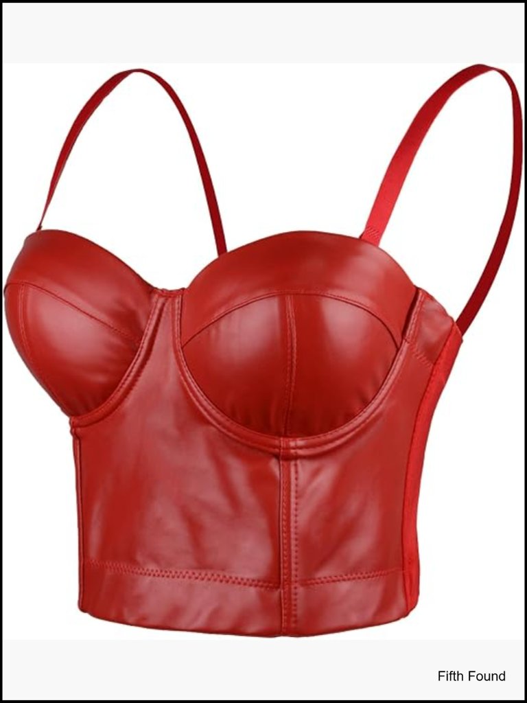 Faux Leather Bustier Crop Top Corset With Underwire Straps